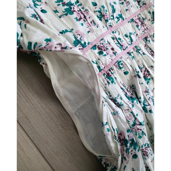 Stock Place The Label Floral 3/4 Sleeves V-Neck Fit Flare Dress Women Sz L - Picture 7 of 12